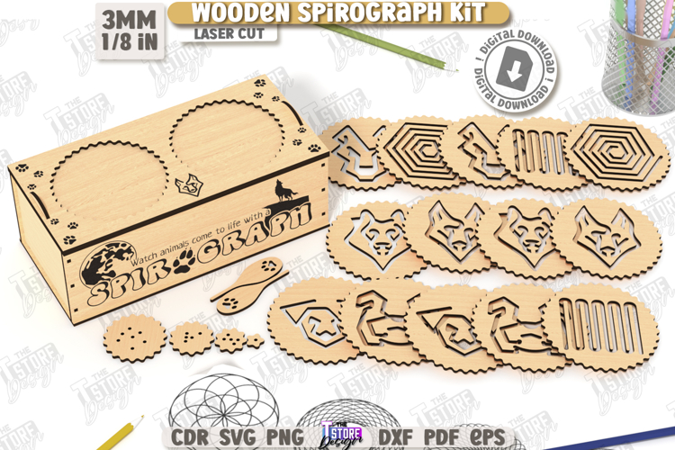 Spirograph Kit Laser Cut |Developing Activities| Wooden Toy