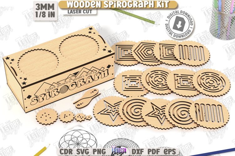 Spirograph Kit Laser Cut |Developing Activities| Wooden Toy