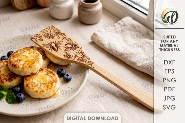 Engraved Spatula Laser Cut. Kitchen Utensil SVG example image 1