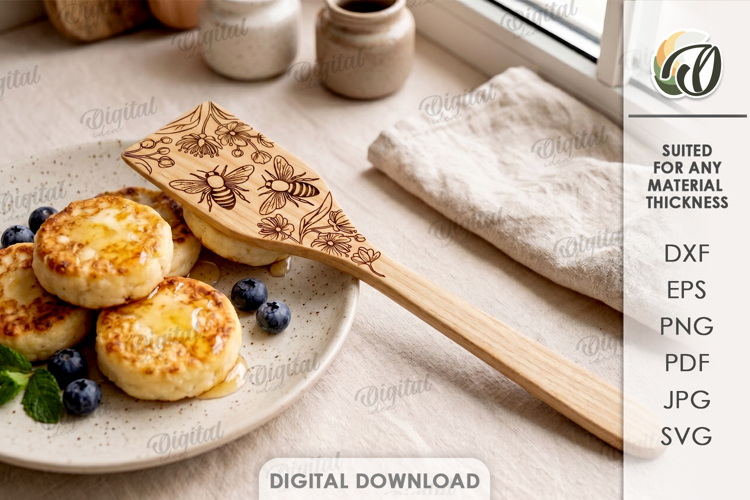 Engraved Spatula Laser Cut. Kitchen Utensil SVG