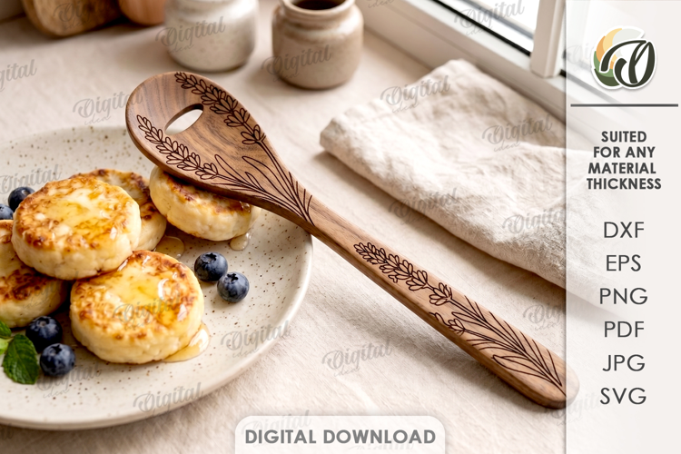 Engraved Kitchen Spoon Laser Cut . Kitchen Utensil SVG