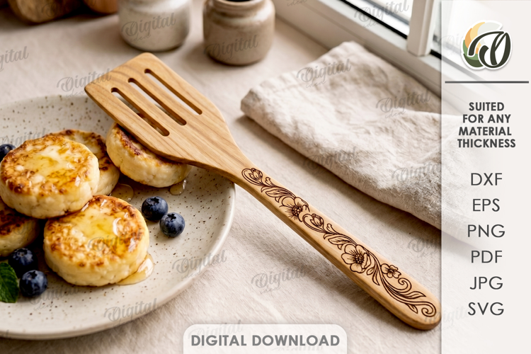 Engraved Spatula Laser Cut. Kitchen Utensil SVG