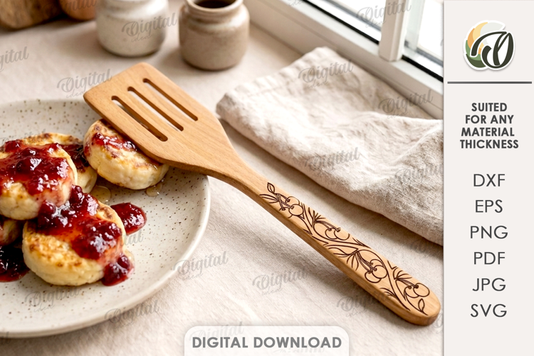 Engraved Spatula Laser Cut. Kitchen Utensil SVG