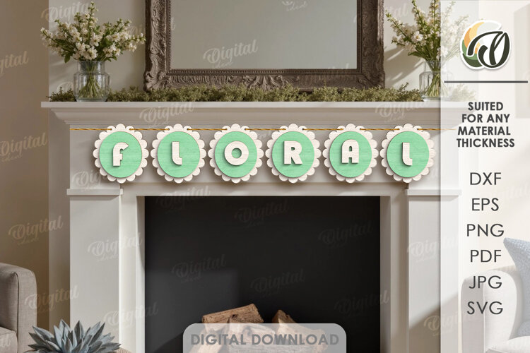 3D Spring Banner Laser Cut. Wall Decor SVG example image 1