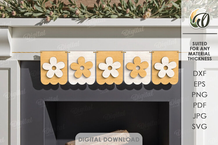 3D Spring Banner Laser Cut. Wall Decor SVG example image 1