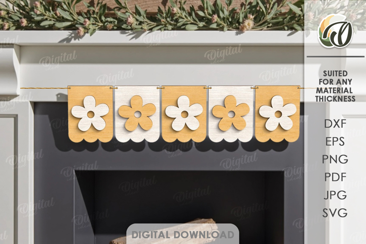 3D Spring Banner Laser Cut. Wall Decor SVG