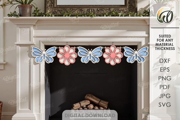 3D Spring Banner Laser Cut. Wall Decor SVG