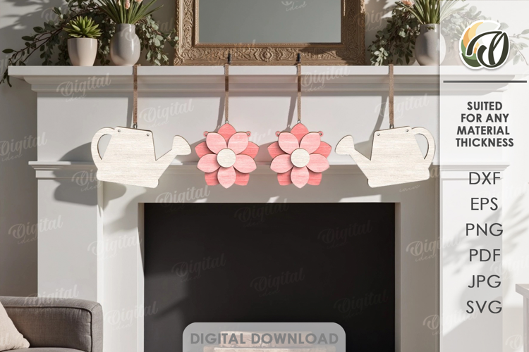 3D Spring Banner Laser Cut. Wall Decor SVG