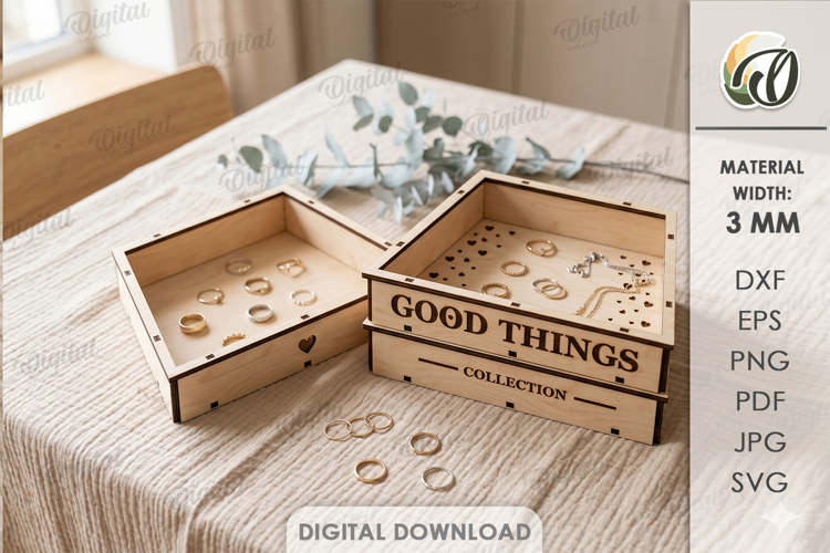 3D Stackable Box Laser Cut. Jewelry Organizer SVG example image 1