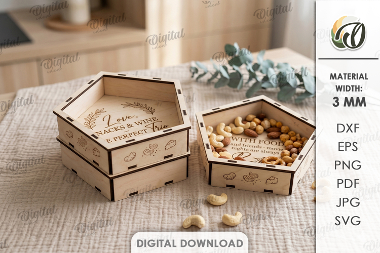 3D Stackable Box Laser Cut. Kitchen Food Storage Box SVG example image 1
