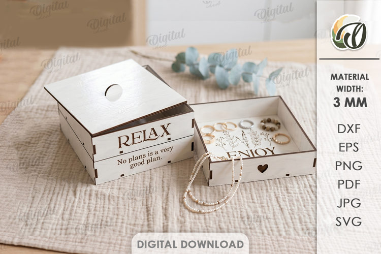 3D Stackable Box Laser Cut. Jewelry Organizer SVG example image 1