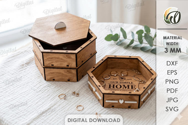 3D Stackable Box Laser Cut. Jewelry Organizer SVG example image 1