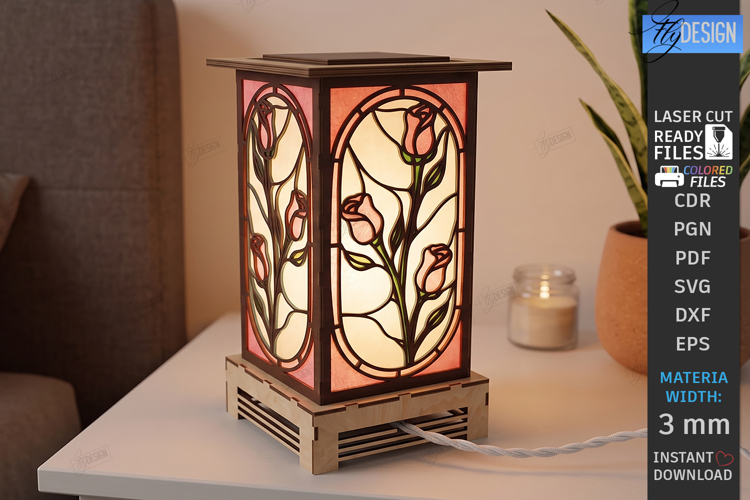 Stained Glass Floor Lamp Laser Cut | 3D Night Light | CNC