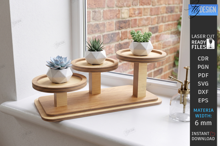 Succulent Plant Stand Laser Cut | Flower Pot Holders | CNC example image 1