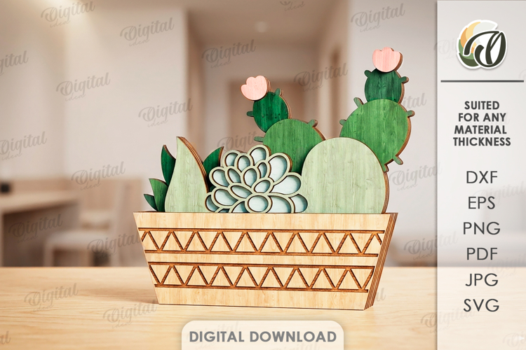 3D Succulent Stand Laser Cut. Home Stand Decor SVG