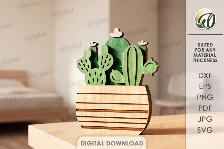 3D Succulent Stand Laser Cut. Home Stand Decor SVG