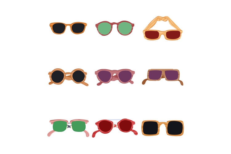 wooden sunglasses set cartoon