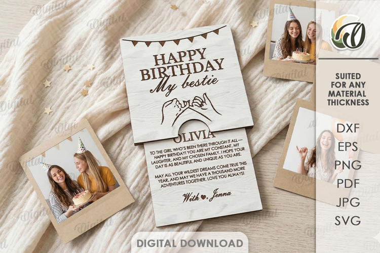 3D Surprise Holder Laser Cut. Birthday Gift SVG