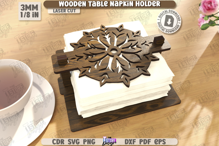 Wooden Napkin Holder Laser Cut | Adornment Dining Table SVG