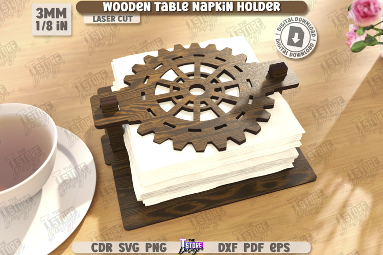 Wooden Napkin Holder Laser Cut | Adornment Dining Table SVG