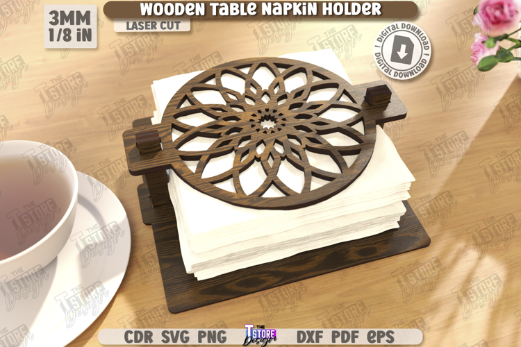 Wooden Napkin Holder Laser Cut | Adornment Dining Table SVG