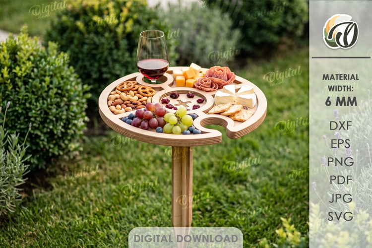 Portable Outdoor Table Laser Cut. Picnic Snack Table SVG