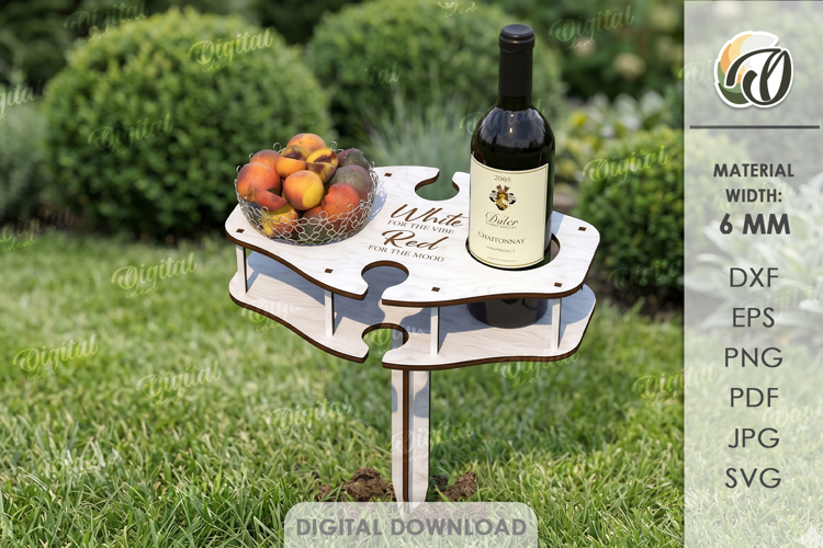 Portable Outdoor Table Laser Cut. Outdoor Wine Table SVG