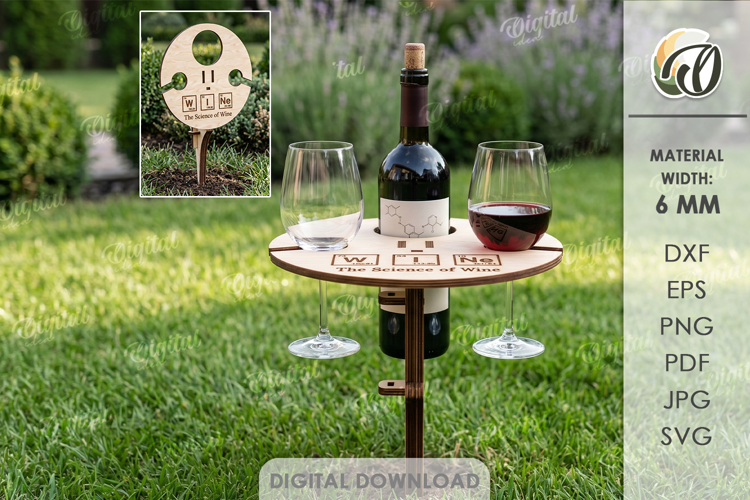 Portable Outdoor Table Laser Cut. Outdoor Wine Table SVG