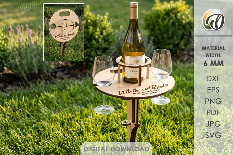 Portable Outdoor Table Laser Cut. Outdoor Wine Table SVG