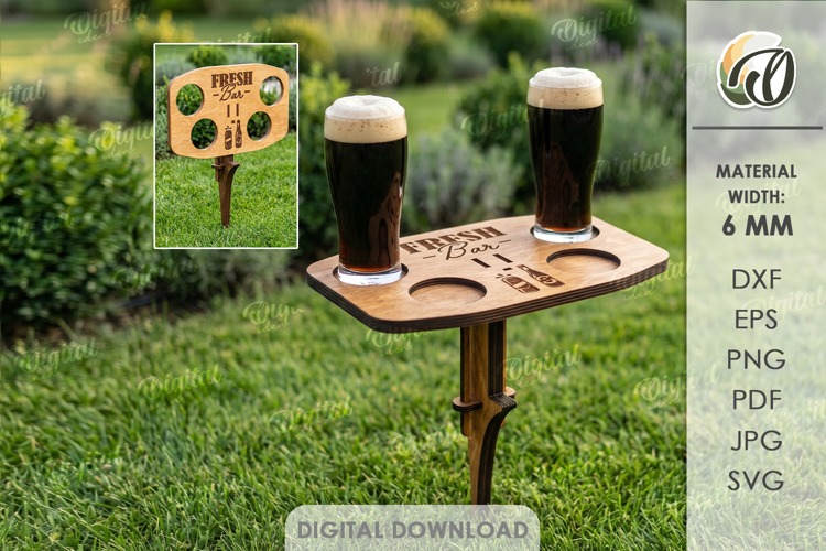 Portable Outdoor Table Laser Cut. Beer Holder Table SVG