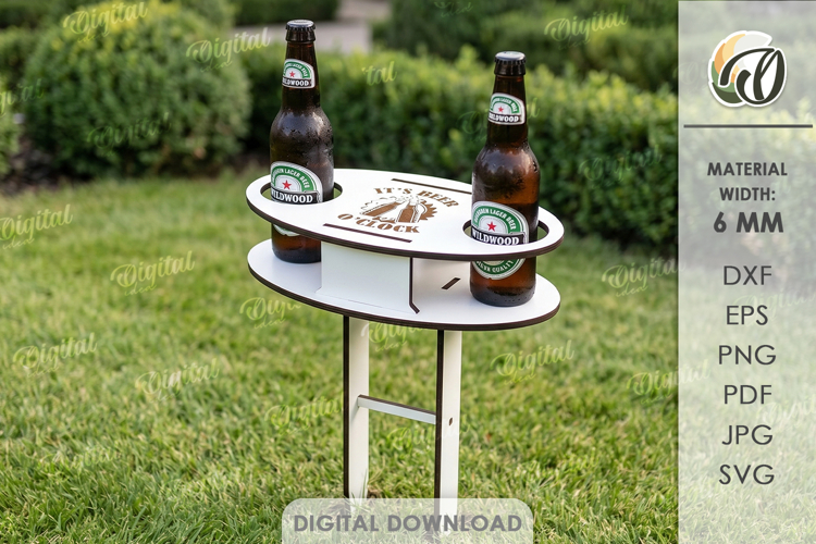 Portable Outdoor Table Laser Cut. Beer Holder Table SVG