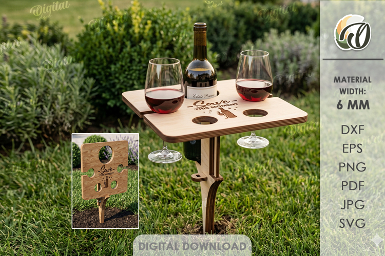 Portable Outdoor Table Laser Cut. Outdoor Wine Table SVG