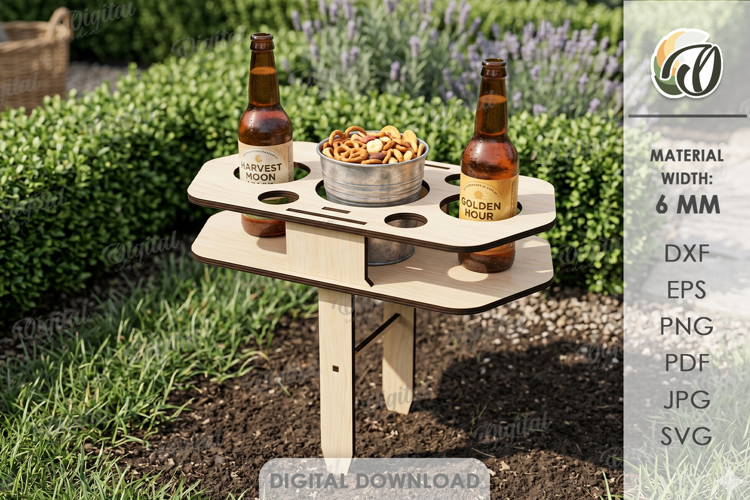 Portable Outdoor Table Laser Cut. Beer Holder Table SVG