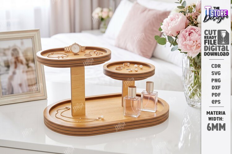 Tabletop Organizer Laser Cut | Tiered Tray | Jewelry Stand example image 1