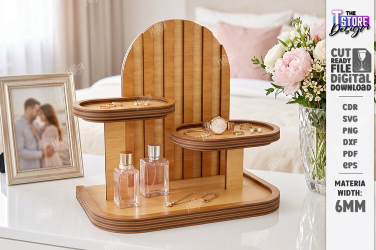 Tabletop Organizer Laser Cut | Tiered Tray | Jewelry Stand example image 1