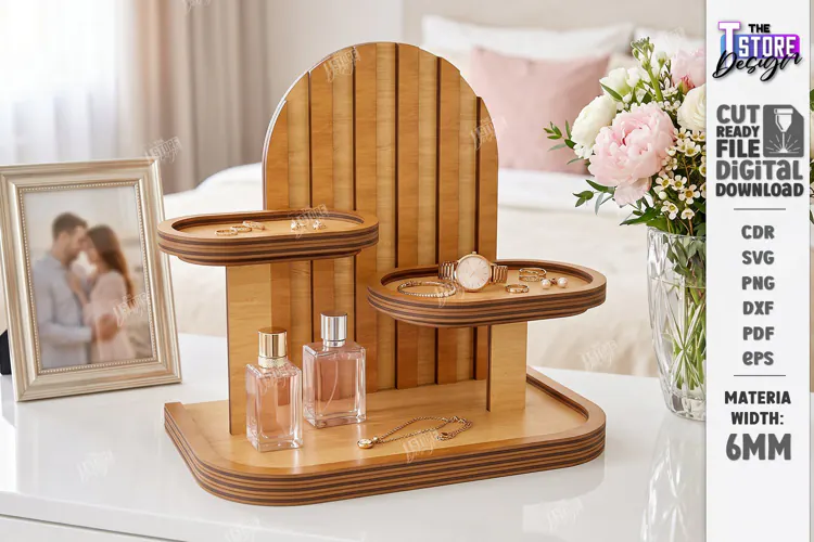 Tabletop Organizer Laser Cut | Tiered Tray | Jewelry Stand