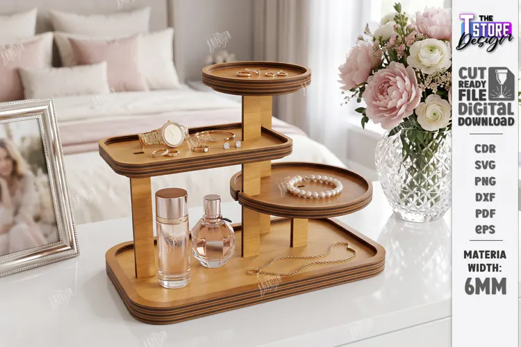 Tabletop Organizer Laser Cut | Tiered Tray | Jewelry Stand