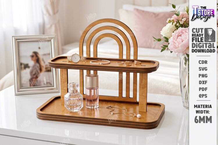 Tabletop Organizer Laser Cut | Tiered Tray | Jewelry Stand example image 1