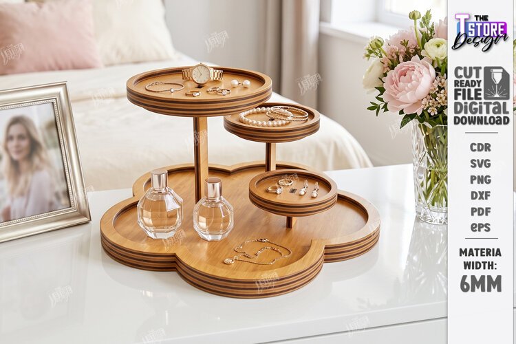 Tabletop Organizer Laser Cut | Tiered Tray | Jewelry Stand example image 1