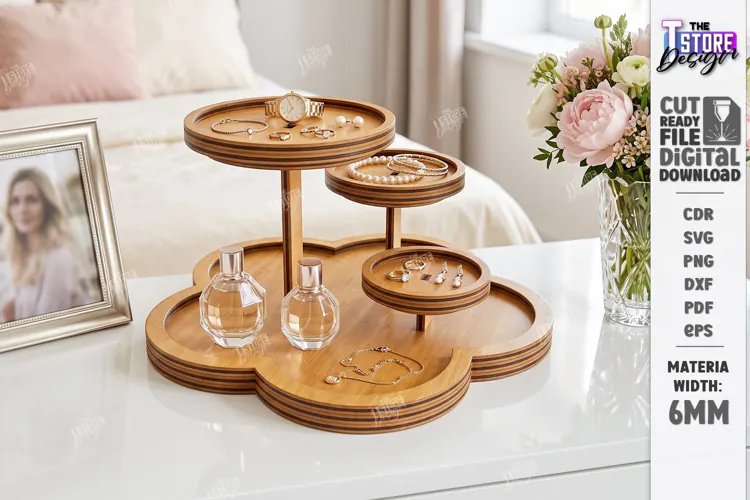 Tabletop Organizer Laser Cut | Tiered Tray | Jewelry Stand