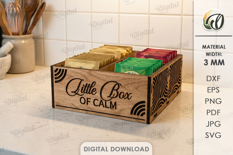 3D Tea Holder Laser cut. Tea Bag Organizer. Storage Box SVG