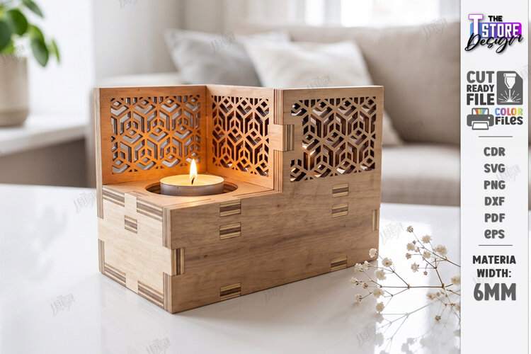 Wooden Tealight Candle Holders Laser Cut | Candle Stands Kit example image 1