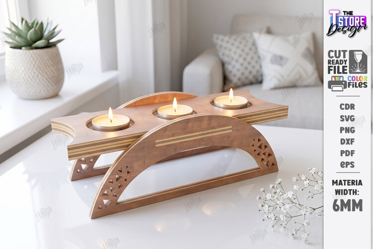 Wooden Tealight Candle Holders Laser Cut | Candle Stands Kit example image 1