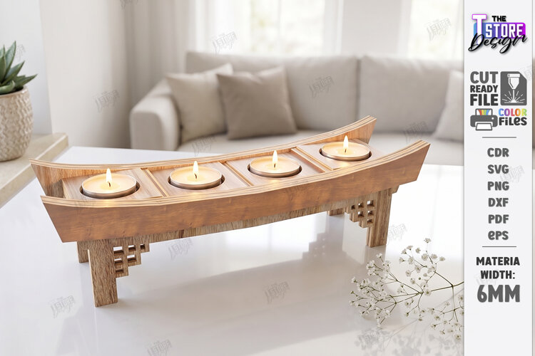 Wooden Tealight Candle Holders Laser Cut | Candle Stands Kit example image 1