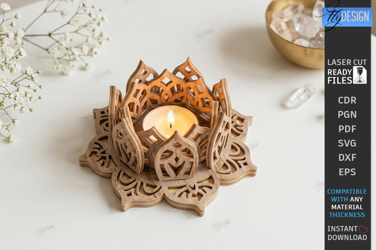 Lotus Flower Tealight Candle Holder Laser Cut | Home Decor