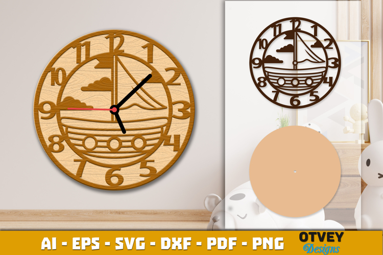 Wooden Transport Wall Clock Laser Cut File