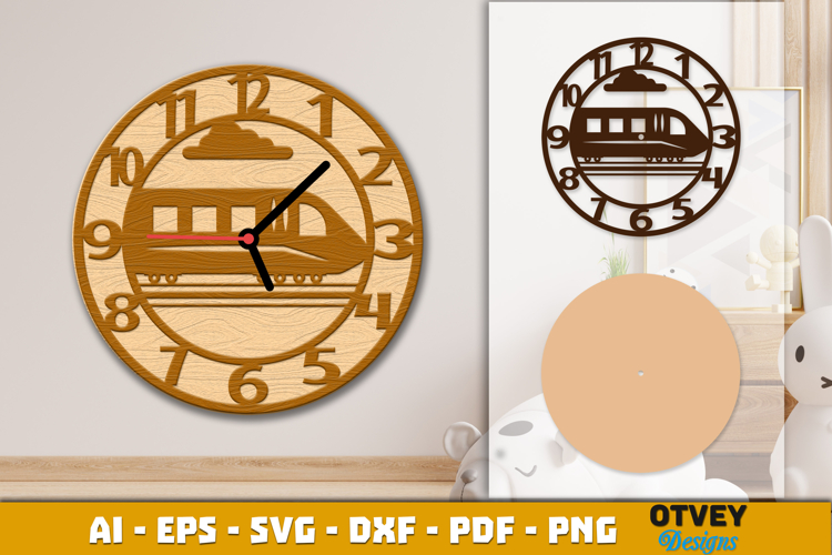 Wooden Transport Wall Clock Laser Cut File