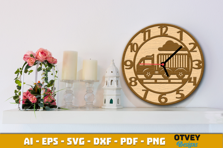 Wooden Transport Wall Clock Laser Cut File