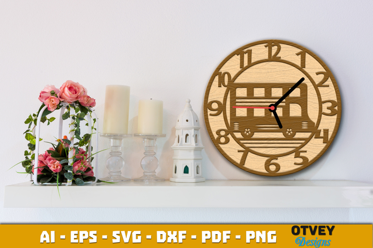 Wooden Transport Wall Clock Laser Cut File