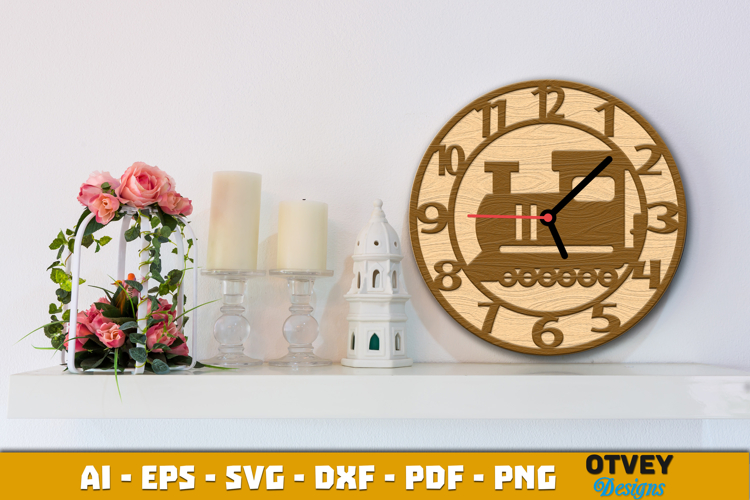 Wooden Transport Wall Clock Laser Cut File